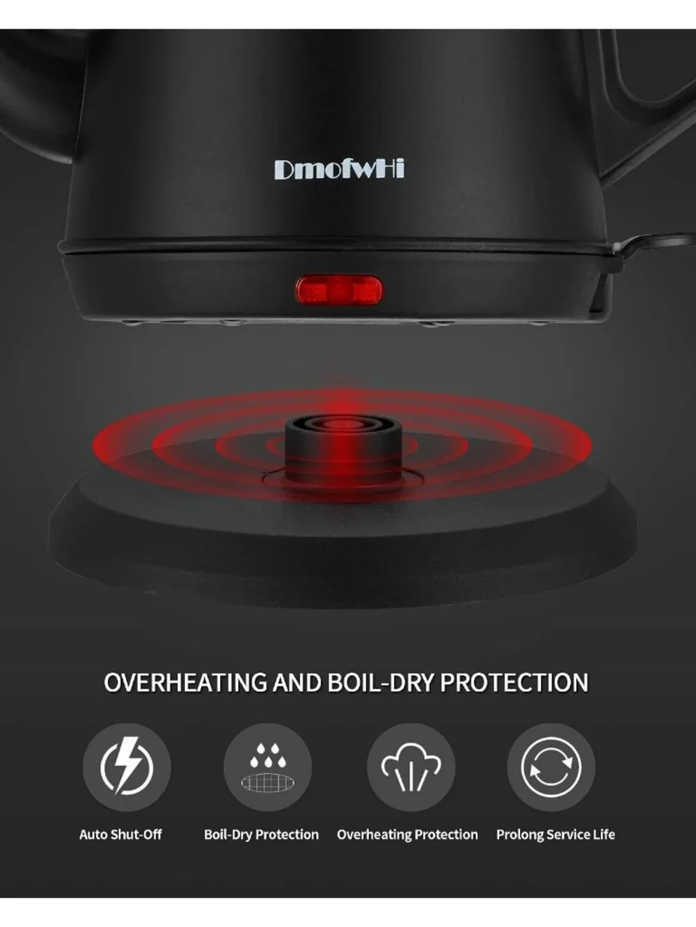 1.0L Matte Black Gooseneck Electric Kitchen Kettles Stainless Steel BPA Free